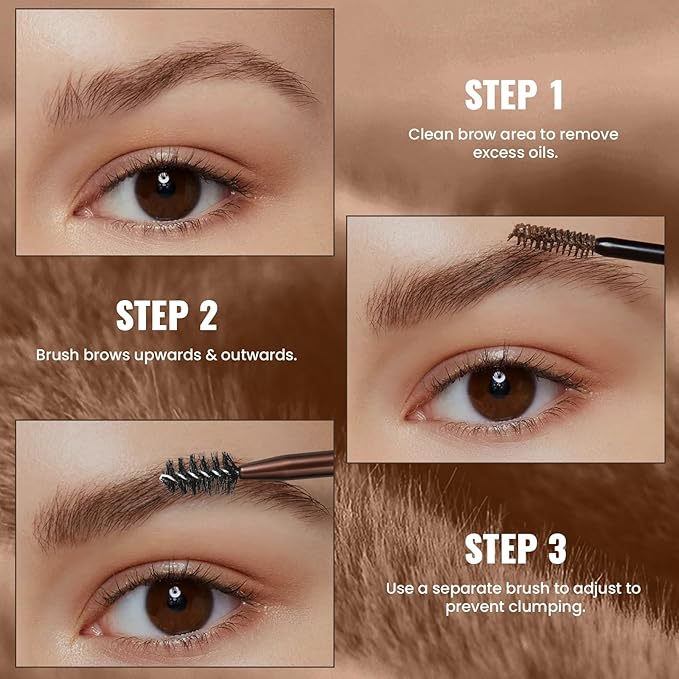 2 Pack Eyebrow Tint and Setting 2 in 1 Fluffy Volumizing Brow Mousse Kit, All Day Hold Brow Dye Gel with Brush For Natural Full-Looking Eyebrow Makeup