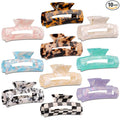 Magicsky 10 Pcs Hair Claw Clips for Women, Opal Marble Tortoise Acrylic Large Clip for Thick Thin Hair, 90's Cute Butterfly Barrettes Pins, Aesthetic Styling Accessories for Girls-Rectangle