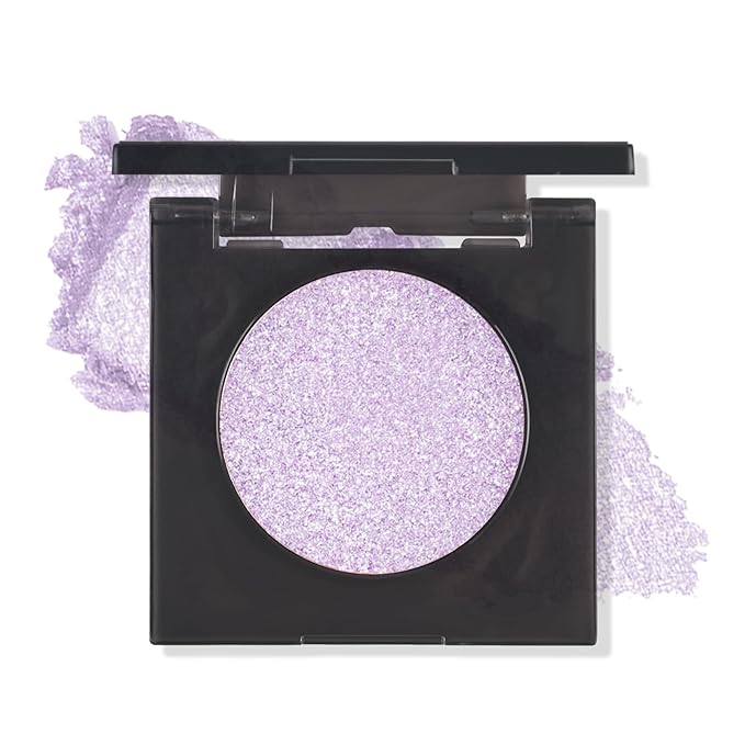 KYDA Glitter Eyeshadow Single, Sparkling Cool Light Purple Eyeshadow, Lasting Shimmer Pearl Eyes Shadow, Soft Blendable Formula, High Pigment Eyes Glitter Makeup, Wet Look Effect, Purple Fireworks