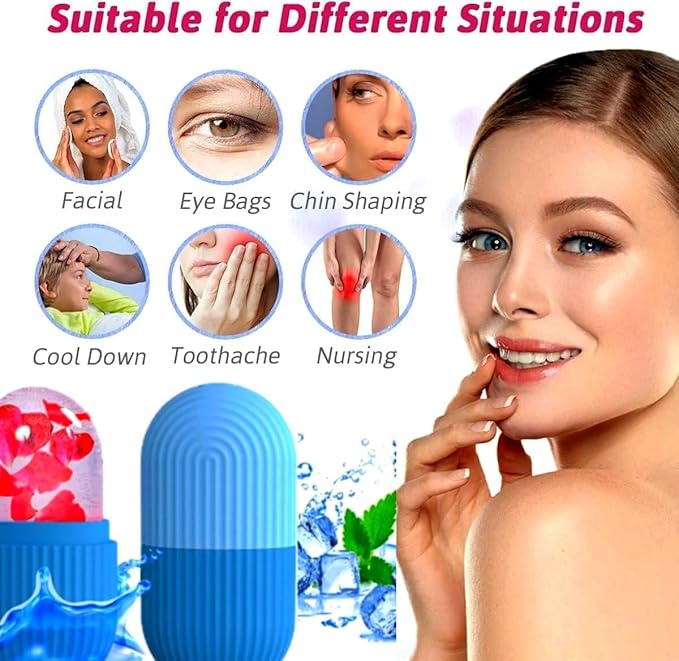 ARSA Pack of 3 - Ice Roller for Face, Eyes, Body Massage. Natural Cold Therapy to Eliminate Puffiness, Dark Circles, Wrinkle. Promotes Blood Circulation for Glowing, Soft (Pink, Purple & Blue)