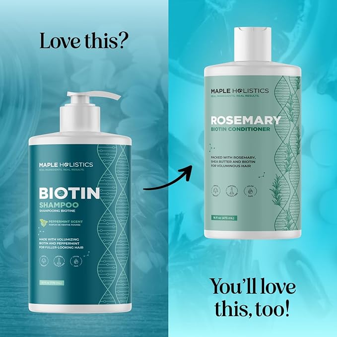 Volumizing Biotin Shampoo for Thinning Hair - Invigorating Peppermint Shampoo for Fine Hair with Argan Coconut and Olive Oils - Vegan & Color Safe - Paraben Silicone & Sulfate Free (25 Fl Oz)