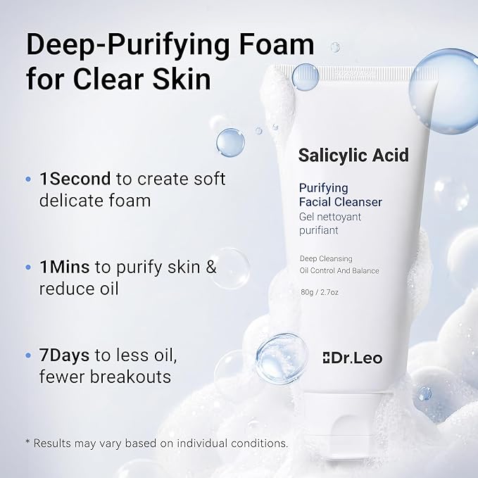 Salicylic Acid Foaming Cleanser, Face Wash for Oily, Combo & Acne-Prone Skin | 8 Amino Acids Gentle Non-Irritating, 3X Crystal Jelly Deep Clean, Oil Control, Prevents Breakouts, 2.7 oz