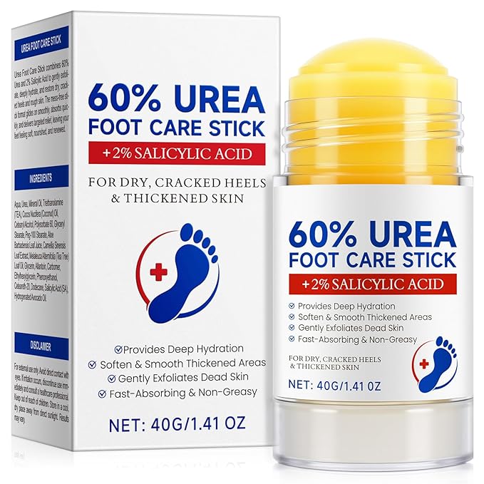 Urea Cream Stick 60% plus 2% Salicylic Acid, Urea Foot Cream for Dry Cracked Heels, Foot Lotion Stick for Rough Thick Dry & Cracked Skin, Maximum Strength Moisturizer,Softening Skin Moisturizer Lotion