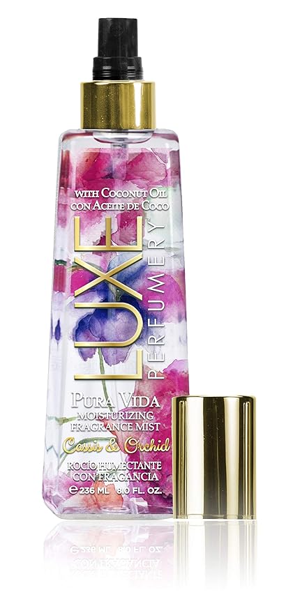 Luxe Perfumery Pura Vida Moisturizing Body Mist, Cassis/Orchid, 8 Fl Oz, pink, (38949981203-Parent) (Pack of 2)