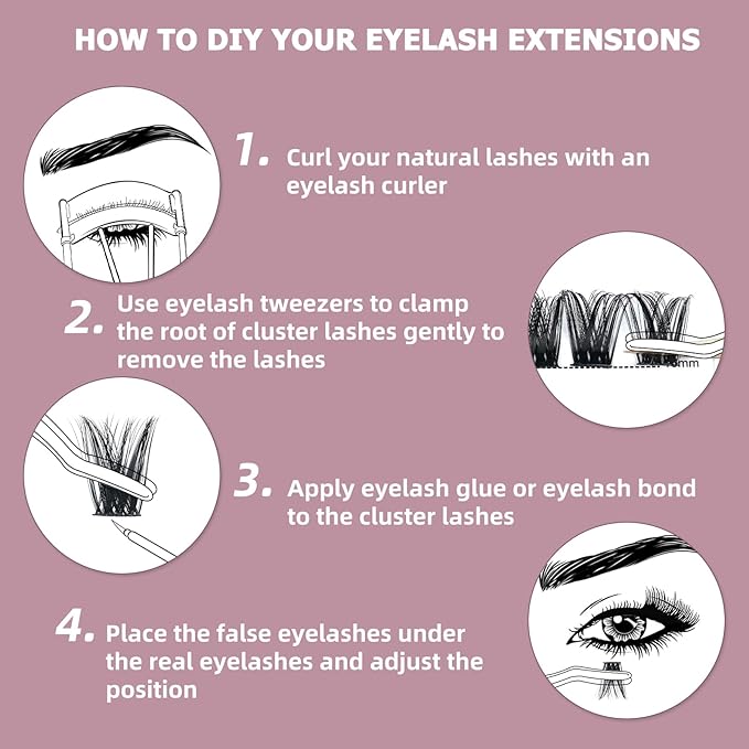 QUEWEL Lash Clusters 72 Pcs Wide Stem Individual Lashes C/D Curl 8-16mm Length DIY Lash Extension Soft False Eyelashes Wispy Cluster Lashes Easy to Create Natural Look At Home(Honey01-D-12mm)