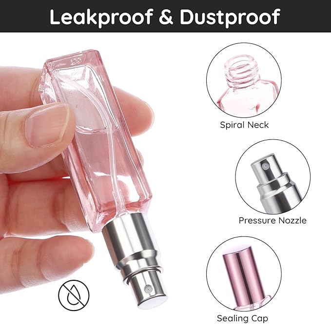 Segbeauty 5pcs Perfume Atomizer Travel, 10ML Mini Refillable Perfume Bottle Sprayer, Travel Cologne Sprayer Portable Glass Fine Mist Cosmetic Container Dispenser Set for Fragrance Makeup Toiletries