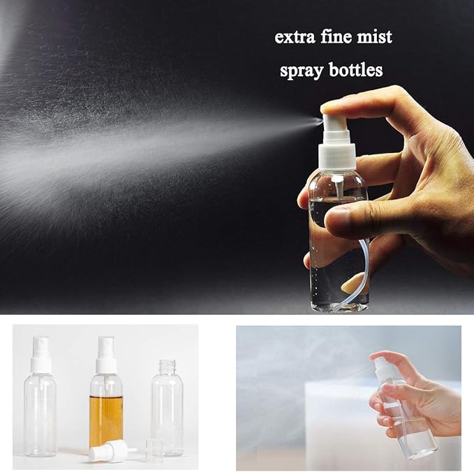 3 Pack Small Spray Bottle, 2.7oz/80ml Travel Spray Bottle, Empty Fine Mist Spray Bottles, Refillable Mini Spray Bottles with Labels