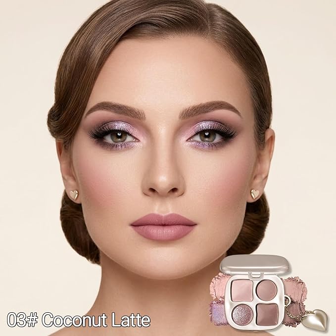 Erinde Nude Soft Mauve Brown Eyeshadow Palette with Mirror, Matte & Shimmer High Pigment Eye Shadow, Blendable Long-Lasting Everyday Eye & Contour Makeup Palette, Perfect for Blue, Green & Brown Eyes