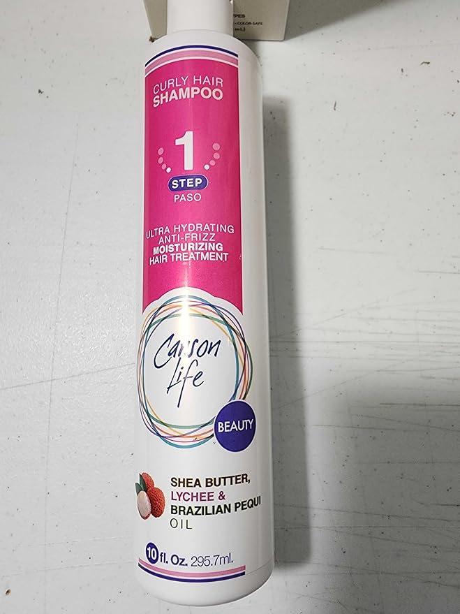 Carson Life Curly Hair Shampoo Paraben and Sulfate Free - 10 Oz - Designed For Curly & Wavy Hair - Shea Butter For Hydration, Anti Frizz, Shine and Bounce (Single)