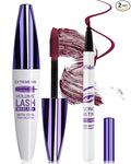 Burgundy Mascara Liquid Eyeliner Set,Update Longlasting Waterproof Color Eye Liner Pen, 5D Silk Fiber Colored Mascara Volume and Length,Women's Day Party Stage Eye Makeup Gift Kit for Women Girl-08