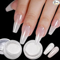 2Pcs White Chrome Nail Powder, Pearl Nail Chrome Powder Magic Clear Mirror Effect Nail Glitter White Shimmer Pigment Dust for Nails Art Design