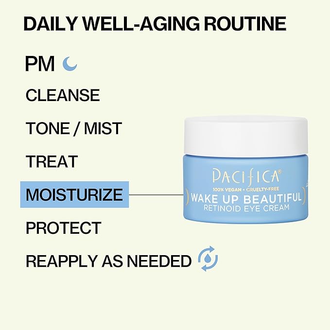 Pacifica Wake Up Beautiful Retinoid Eye Cream – Anti-Aging Under Eye Cream for Fine Lines & Wrinkles, Infused w/Retinoid, Melatonin & Mushrooms for Puffiness, Dark Circles & Eye Bags Daily Treatment