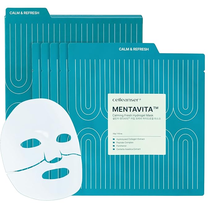 MENTAVITA™ Calming Fresh Hydrogel Mask – Cooling & Soothing Overnight Mask for Heated and Sensitive Skin (32g x 5ea)