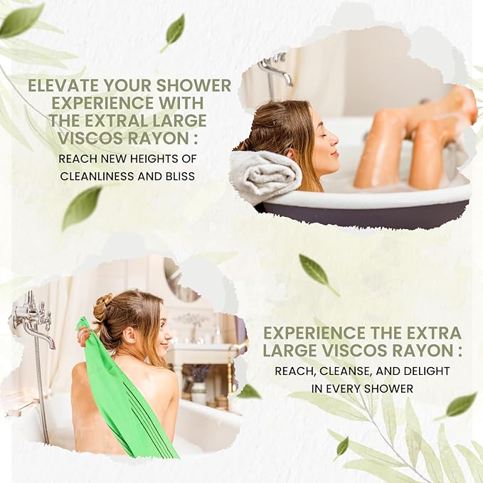 etreetowel Extra Large Size 35.4" x 11" (2 PCs) Korean Asian Exfoliating Bath Washcloths Mitt Scrub for Body and Back washcloth Glove Viscose Rayon Towel for Soft Skin