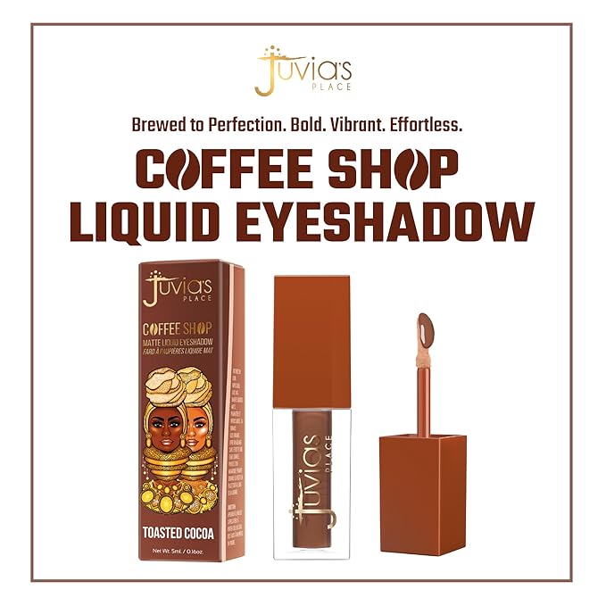 Juvia's Place Coffee Shop Liquid Eyeshadow Toasted Cocoa - Matte Finish for Rich, Long-Lasting Color, Waterproof, and Smooth Texture - Buildable and Vibrant - Ideal for All Skin Tones, 0.08 fl oz