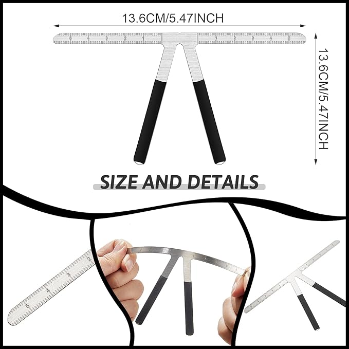Weewooday 6 Pieces Tattoo Eyebrows Rulers 3 Point Positioning Ruler Mini Caliper Double Scale Vernier Calipers Eyebrow Caliper Microblading Ruler Measuring Tool with Eyebrow Shaver(Black)