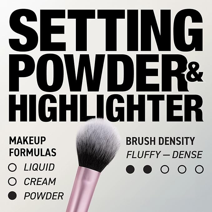 Real Techniques Setting Brush With Ultra Plush Custom Cut Synthetic Bristles and Extended Aluminum Ferrules to Build Coverage