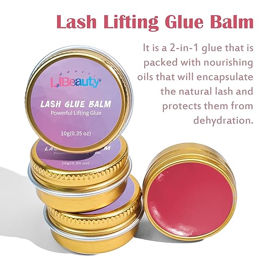 Libeauty Lash Lift Balm Lash Lift Glue Adhesive Strong Sticky Fruit Flavor Eyelash & Eyebrow Perm Glue Balm Brow Lamination Gel (Red Strawberry, 10g/0.35oz)