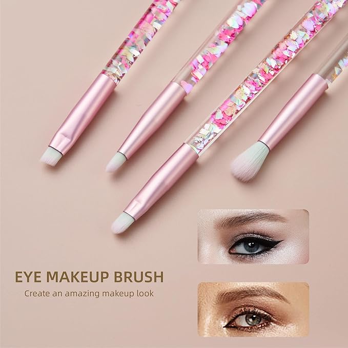 Makeup Brush Set Pink Glitter,Unicorn Foundation Sparkles Cute Fan Powder Blush Lip Highlight Eye shadow Eyebrow Makeup Brushes Set with Liquid and Case for Girls Teen Kids Gift Present