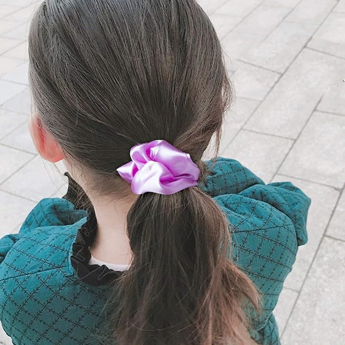 Cubaco 12 Pieces Satin Hair Scrunchies Elastic Hair Bobbles Scrunchy Hair Ties Ponytail Holder Hair Ties, Purple Lovers