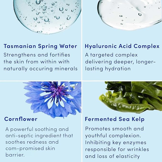 Sand & Sky Face Mask Hydrating Skincare with Hyaluronic Acid - Tasmanian Spring Water Intense Hydration Facial Mask, Skin Barrier Repair, Soothes Redness, Anti Aging Sleeping Mask, Australian Beauty