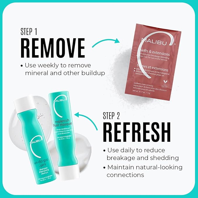 Malibu C Replenish Hair Masque - Ultra Hydrating Deep Conditioner for Hair Repair - Reparative Formula with Avocado Oil for all Types & Textures (12 Packets)