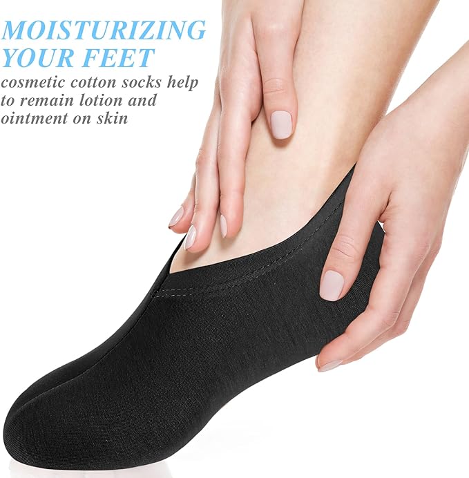 3 Pairs Foot Moisturiser Socks Overnight, Spa Cotton Socks for Foot Cream, Lotion Sock for Moisturising for Dry Feet Care, Moisturising Sock for Cracked Heel Repair Women Men (Black)
