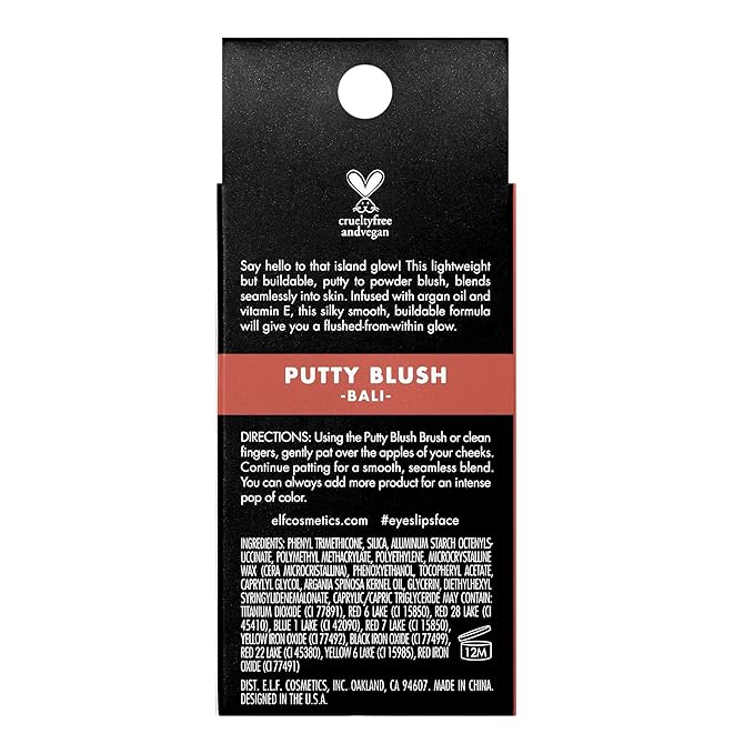 e.l.f. Putty Blush, Creamy & High-Pigment Formula For A Natural Glow, Delivers A Semi-Matte & Powder Finish, Vegan & Cruelty-Free, Bali
