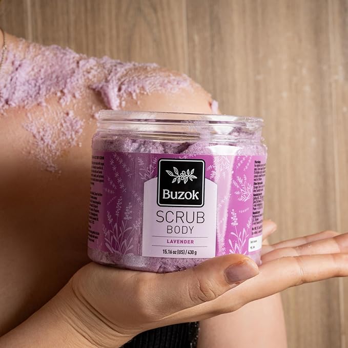 Lavender Body Scrub – Exfoliating Salt Scrub for Body Cleansing & Smoothing – Soft Lavender Scent – For Shower & Bath Use