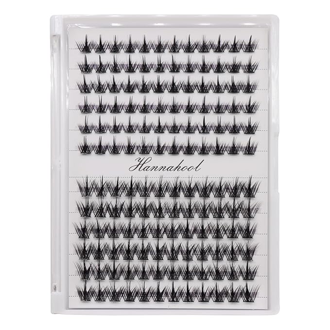 12rows-Large Tray Mixed 8-10-12-14-16mm/Mixed 14-15-16mm/Mixed14mm-16mm/Mixed 18-20mm Wide Stem Individual False Eyelashes Dramatic Black Cluster Eyelashes (MY008-12-14MM MIX)