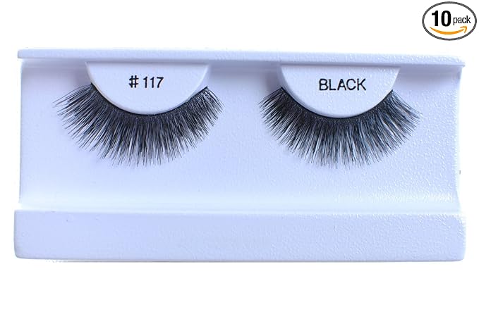 10 Pairs 100% Human Hair False Eyelashes Natural Black #117