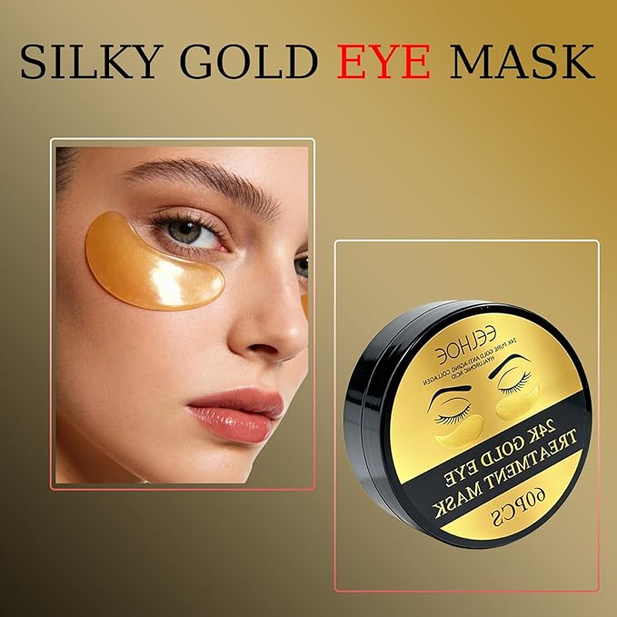 Under Eye Patches 120PCS, 24K Gold Collagen Eye Mask for Puffy Eyes & Dark Circles, Hydrating Eye Pads, Anti-Aging Under Eye Treatment to Smooth Fine Lines