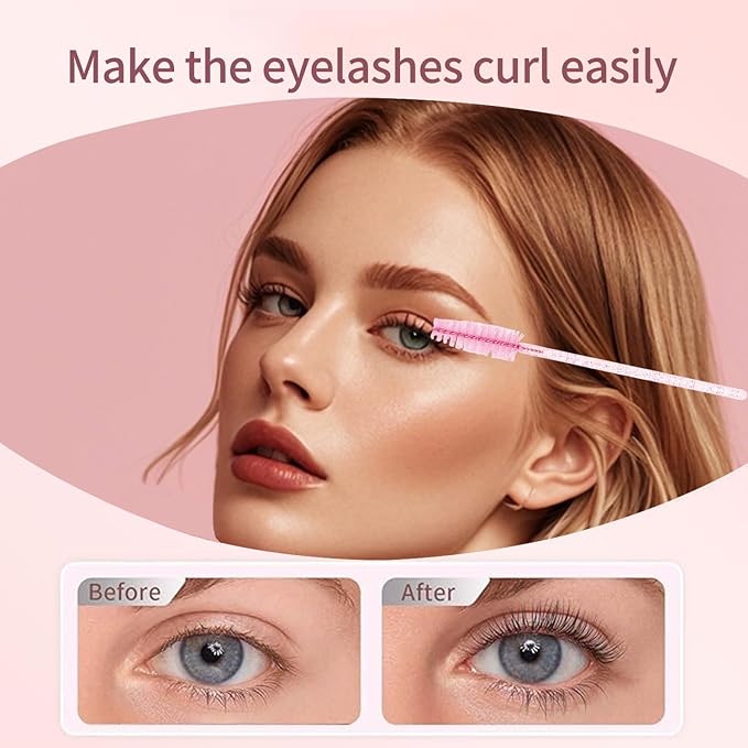 200Pcs Eyelash Extension Kit, Lash Spoolies Extension Supplies Eyebrow Brush Mascara Wands Lip Brushes Applicators Disposable Micro Swab Brushes for Lash Extensions Brow Lamination Kit, Crystal Pink
