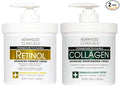 Advanced Clinicals Retinol Body Lotion + Collagen Cream Fragrance Free Face Moisturizer & Body Cream 2pc Skincare Set For Women & Men Helps Reduce Appearance Of Crepey Skin, Wrinkles, & Dry Skin, 2pc