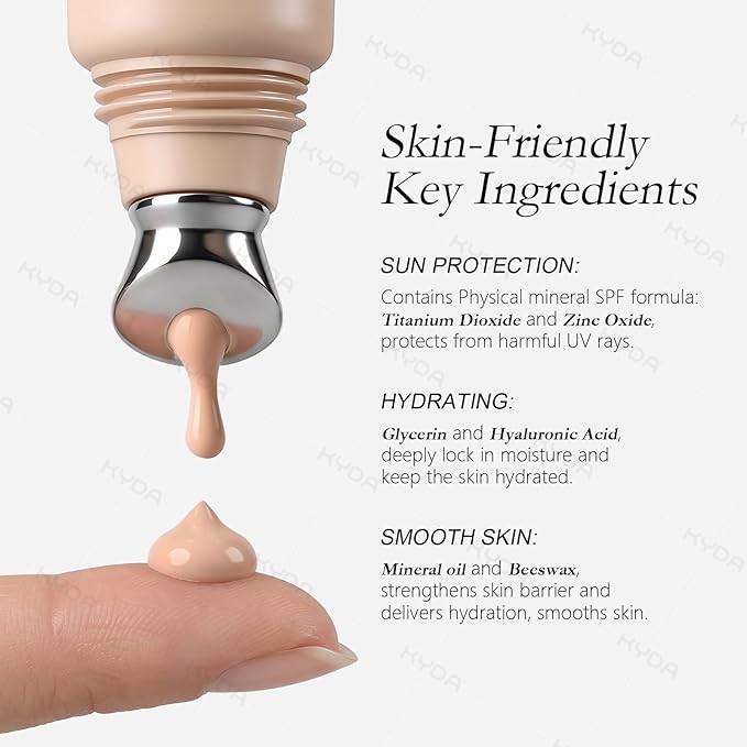 KYDA Mineral Eye Cream, Tined Eye Cream Color Corrector, 3-in-1 Anti-Aging Eye Cream for Dark Circle and Fine Lines, SPF 35, Fair