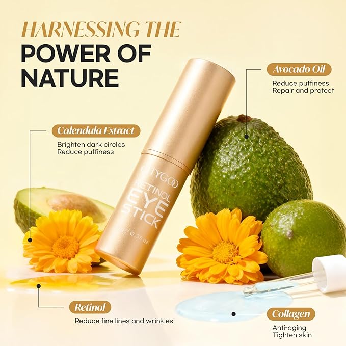 CITYGOO Retinol Eye Stick With Collagen, Hyaluronic Acid For Dark Circle, Under Eye Cream Anti Aging, For Puffiness and Bags Reduces Fine Lines (Retinol Premium Gold Edition 3g) (Matte Gold)