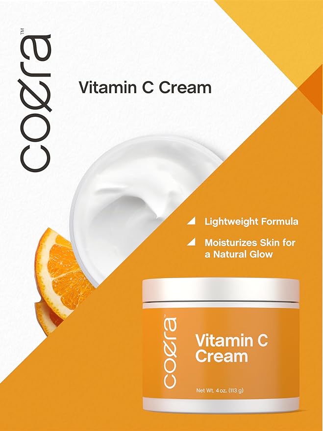 Coera Vitamin C Cream | 4oz | For Face, Dark Spots, Body, and Skin | Brightening, Hydrating, & Firming Moisturizer | Free of Parabens, SLS & Fragrances | Cruelty Free | Packaging May Vary