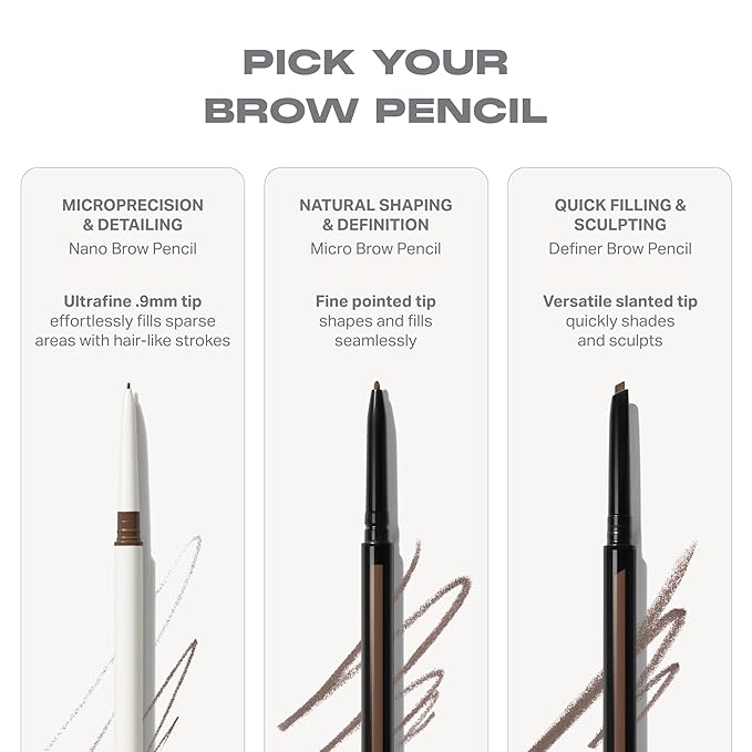 Morphe Nano Brow Pencil - Ultrafine Eyebrow Pencil for Hairlike Strokes - Precision Eye Makeup with Spoolie Brush for Natural Definition and Long-Lasting Wear - Cold Brew (0.001 oz)