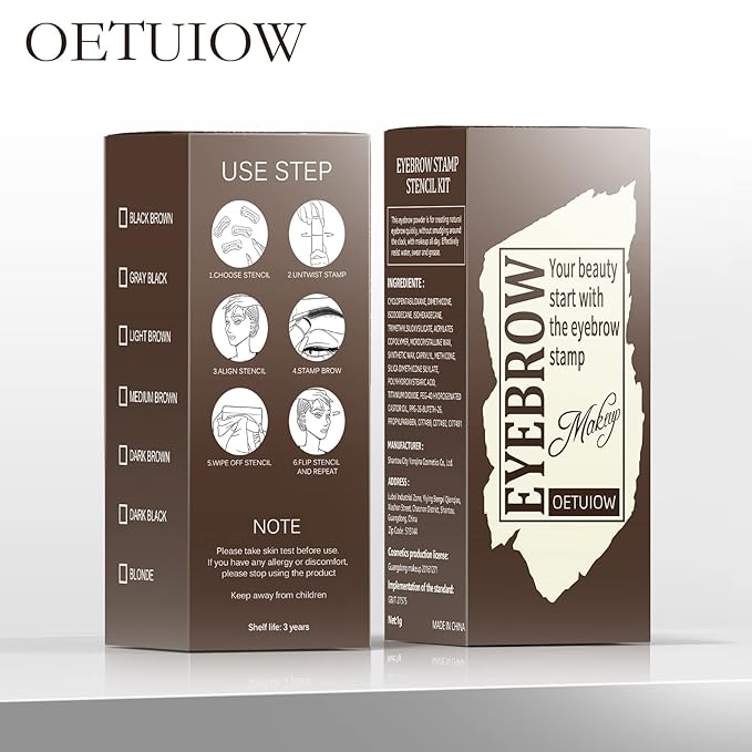 Eyebrow Stamp Stencil Kit - One-Step Eye Brow Stencil Kit with 24 Reusable Thin & Thick Eyebrow Stencils, Long-Lasting Waterproof & Smudge-Proof Brow Stamp Kit for Perfect Eye Makeup (Light Brown)