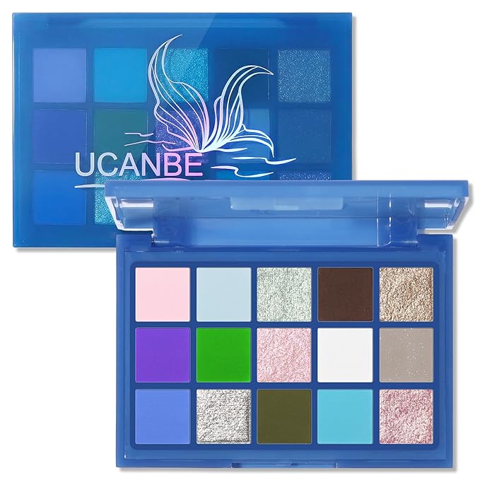 UCANBE 15 Color Shimmer Matte Eyeshadow Palette – Highly Pigmented Metallic Glitter Eye Shadow Makeup Kit with Blendable Long-Lasting Shades for Natural, Smoky & Bold Looks