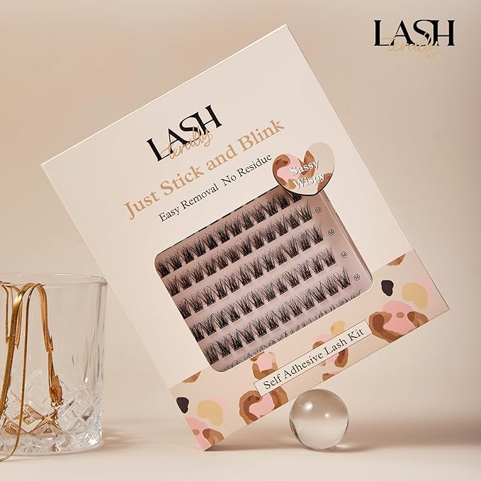 Sassy Wispy 10-14mm Self-adhesive Glue free Easy Removal DIY Fluffy lash extension D Curl Thick natural 5D Upgrade False Eyelashes 120 clusters Tweezer free