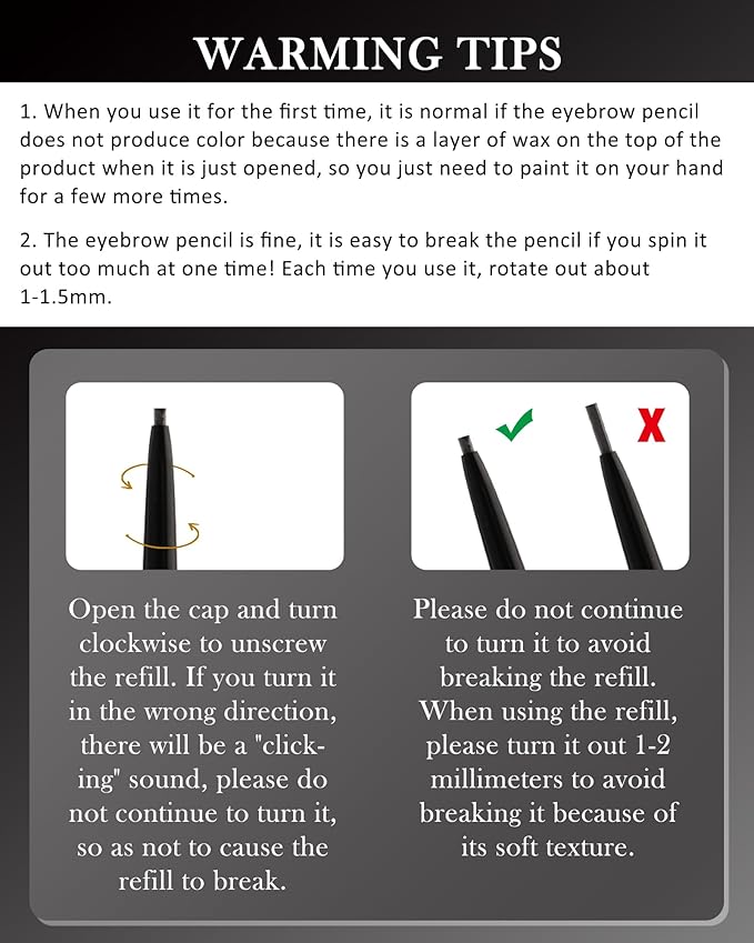 Gray Eye Brow Pencils for Women, 6Pcs Waterproof Eyebrow Pencil Set, Ultra Fine Tip for Perfect Eye Liner Brows, Long Lasting Makeup Professional Shaping & Filling Brow Gel Pen with Eyebrow Razor-04
