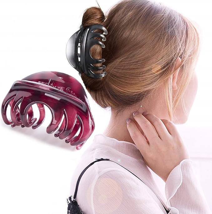 Premium Hair Claw Clips For Thick Hair, Strong Holding Power Claw Hair Clamps Delicate Hair Grip for Women and Girls (Wine Red - 1pcs)