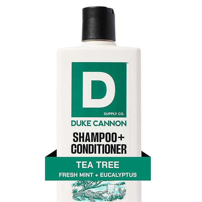 Duke Cannon 2-in-1 Shampoo & Conditioner for Men – Tea Tree Oil, Refreshing Scalp Care, Sulfate Free, 14 oz (Pack of 2)