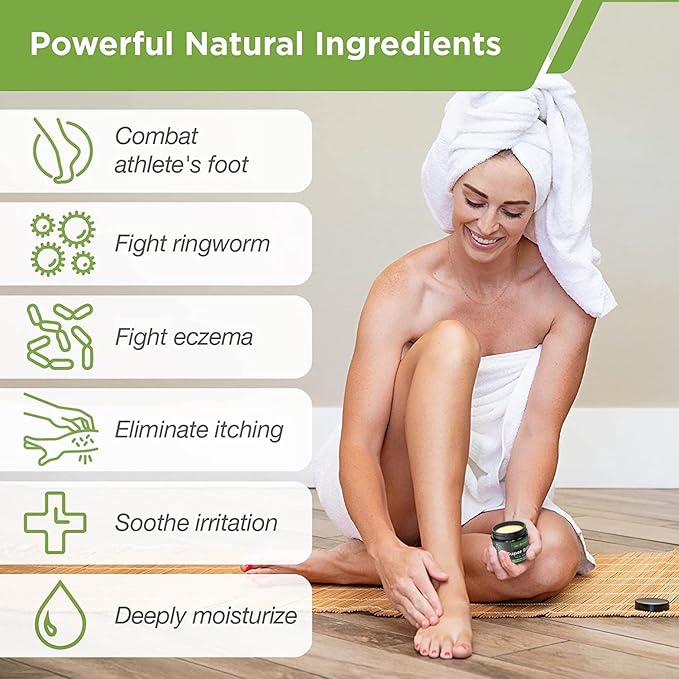 DAILY REMEDY Tea Tree Oil Extra Strength Super Balm - Athletes Foot Cream Combats Ringworm, Jock Itch, Nail Issues - Nourishes Cracked Itchy Skin on Body & Feet - Made in USA