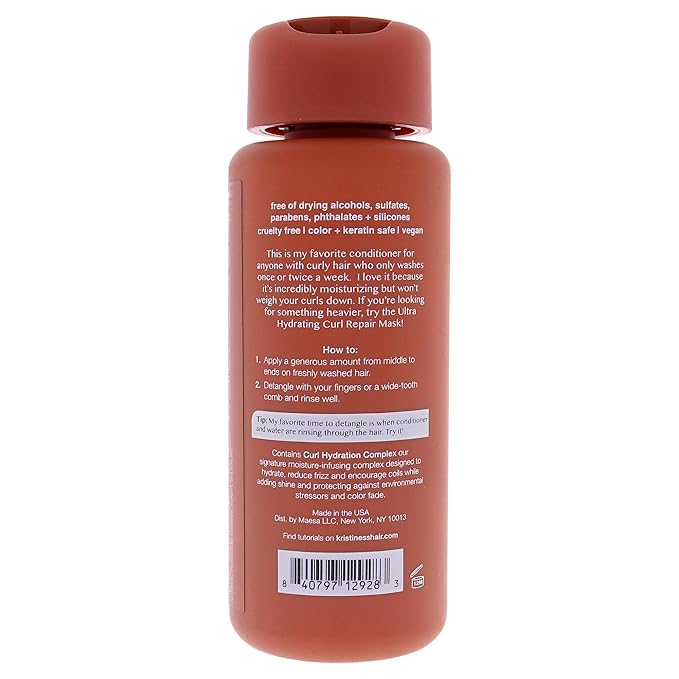 Kristin Ess Hair Moisture Rich Curl Conditioner for Curly + Wavy Hair, Curly Hair Product, Detangler, For Dry Damaged Hair, Vegan, Sulfate, Paraben and Silicone Free, Color + Keratin Safe, (Pack of 3)