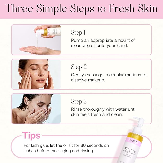 CALAILIS Eye Makeup Remover & Cleanser Oil for Sensitive Eyes and Skin, Gentle & Non-Greasy Makeup Remover for Heavy and Waterproof Eye Make-Up, 200ML