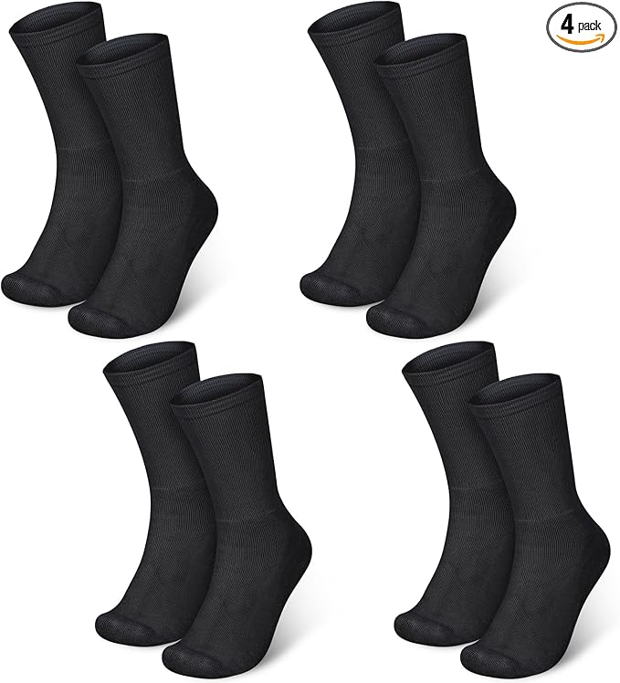 4 Pairs Cotton Soft Eczema Socks Black Hydrating Moisturizing Therapy Cotton Socks Eczema Relief for Adult Wet Wrap Non Itch Soft Feet Treatment