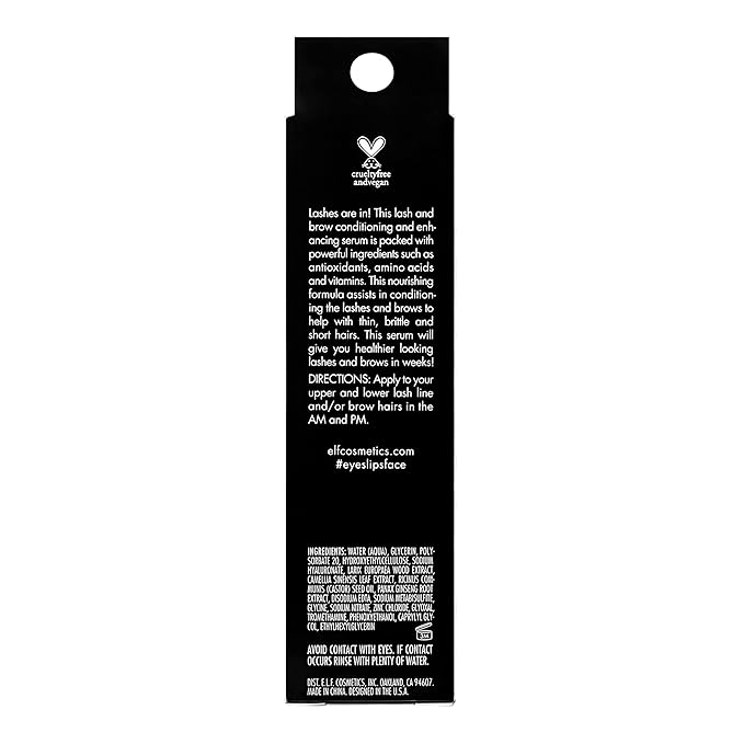 e.l.f. Enhancing Lash & Brow Serum, Promotes Longer-Looking Lashes & Brows, Nourishing & Conditioning Formula, Clear, 0.12 Fl Oz (3.5mL)