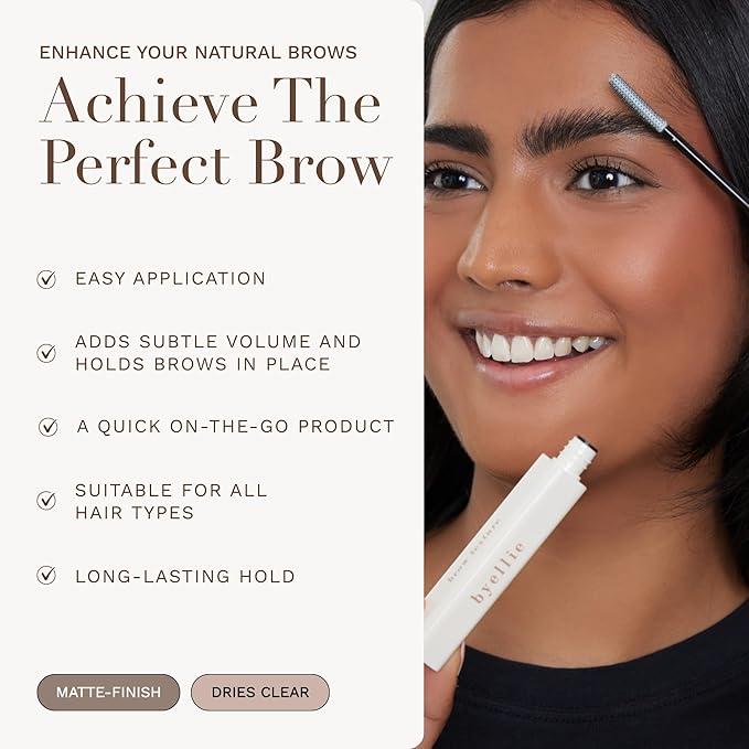 Byellie Brow Texture 12ml, Soft-Hold, Texturising Clear Eyebrow Gel, Define & Shape, Flexible Hold, No White Cast or Residue, Easy to Use Fluffy Brow Look, Natural Makeup, Vegan & Cruelty Free